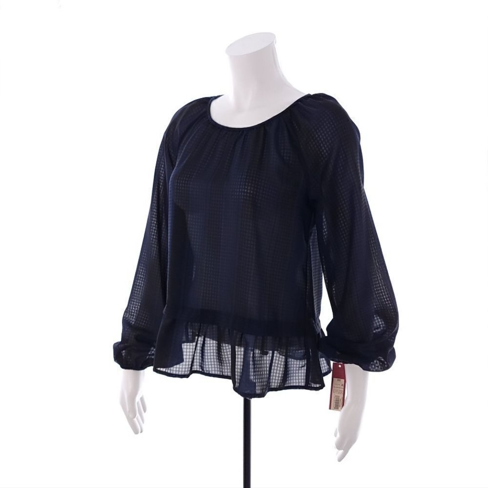 Merona Women's XS Long Sleeve Blouse Navy Blue Black